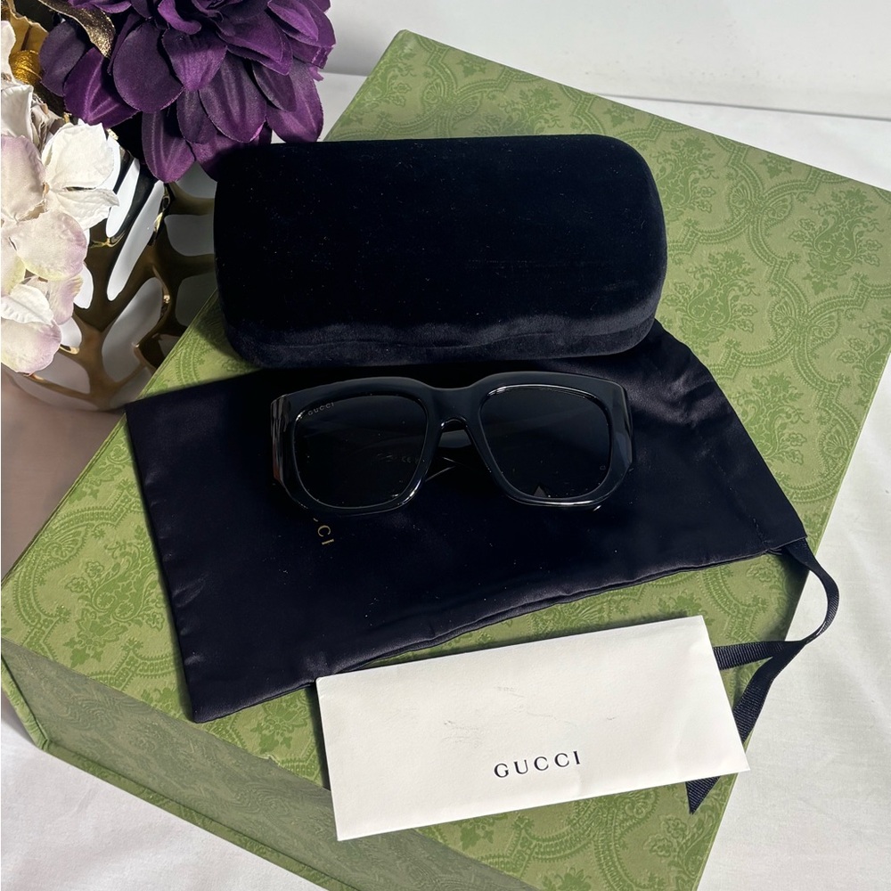 Super Cute Gucci Black Cat Double G Sunglasses